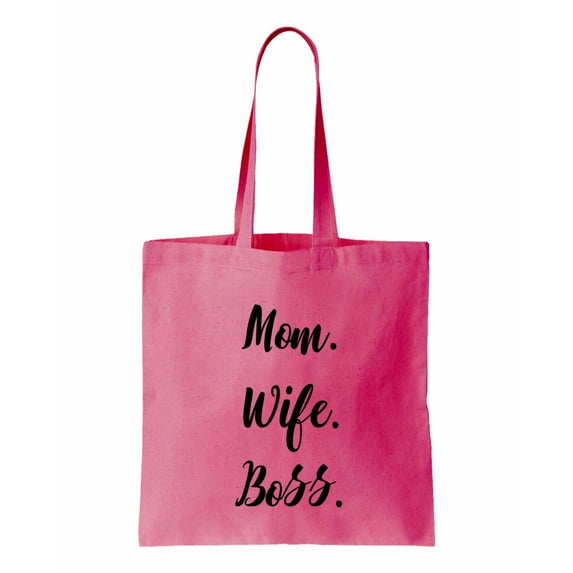Mom. Wife. Boss., Girlboss Cotton Canvas Re-Usable Shopping & Carry-All Tote Bag
