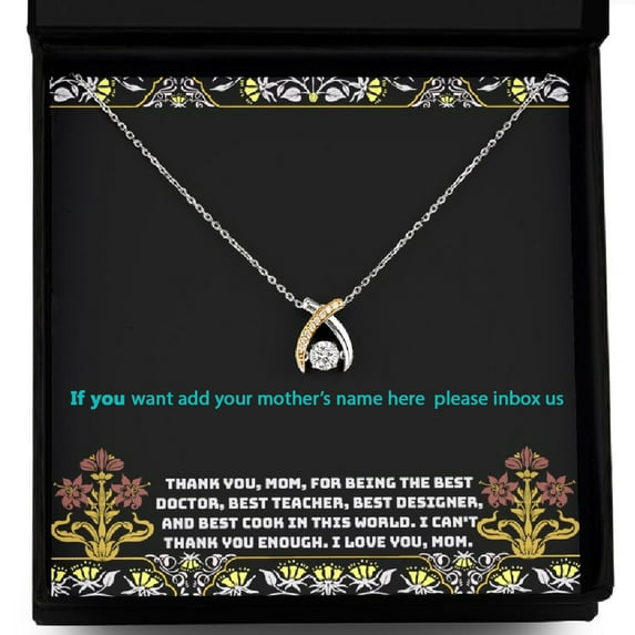Mom - Wishbone dancing necklace, To my Mom Thank you Mom Necklace, Gift for mom, Mother Day gift, custom name