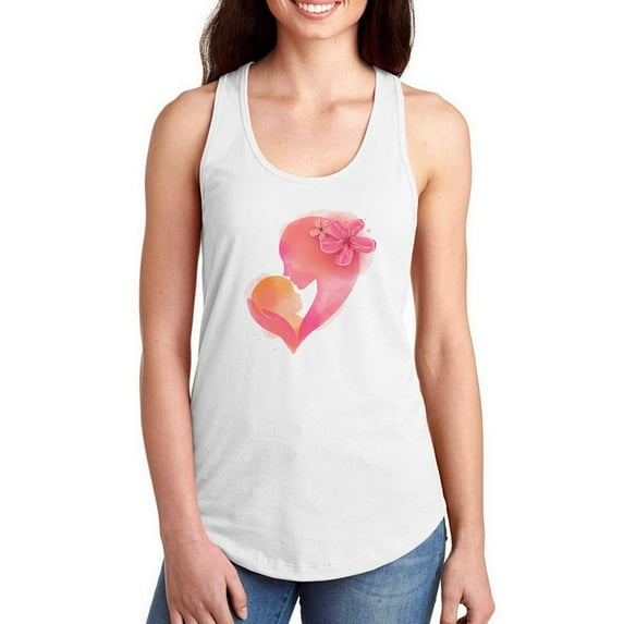 Mom With Baby Silhouette Racerback Tank Women -Image by Shutterstock, Female x-Large