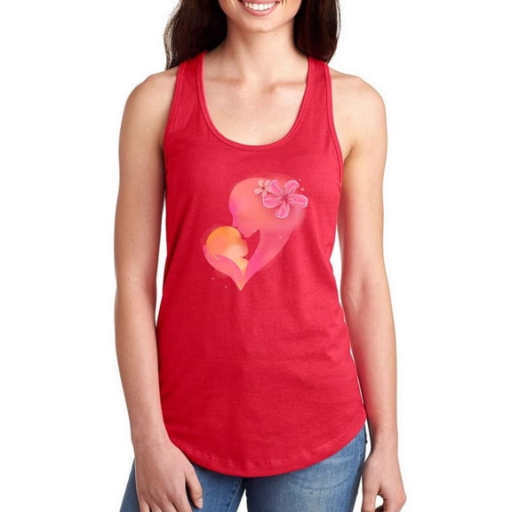Mom With Baby Silhouette Racerback Tank Women -Image by Shutterstock, Female x-Small