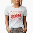thumbnail image 1 of Mom Word with a Mother and Child Image, Groovy Retro Wavy Text Merch Gift, White T-Shirt, Medium, 1 of 5