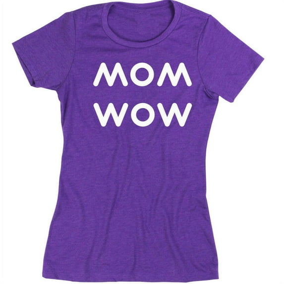 Mom Wow Print Funny Tshirt Mothers Day Gift Tee Color Purple X-Large