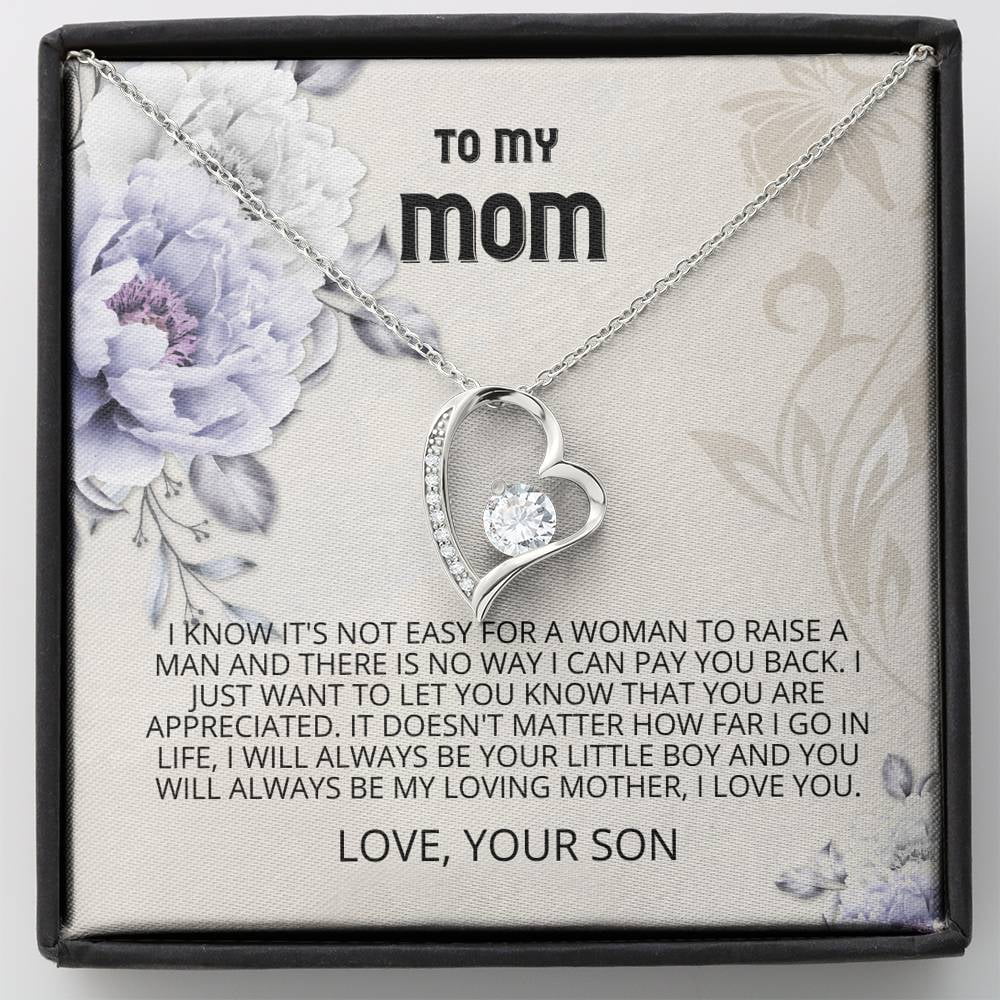 Mom - You Are Appreciated Forever Love Necklace, Mothers Day Card, Mother's Day Gift, Gift for Her, To My Mom, Son, Mom Jewelry, Son Gift to Mom, Gift for Mom from Son