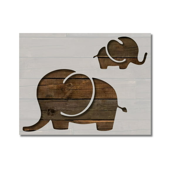 Mom and Baby Elephant Stencil Template Reusable 8.5 x 11 for Painting on Walls, Wood, Etc. By Stencilville