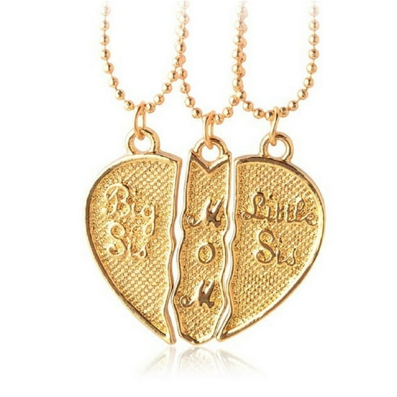 Mom and Big Sis Little Sis Necklace Three Pendant Necklace with Three Chains