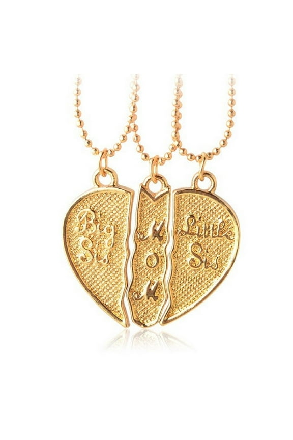 Mom and Big Sis Little Sis Necklace Three Pendant Necklace with Three Chains