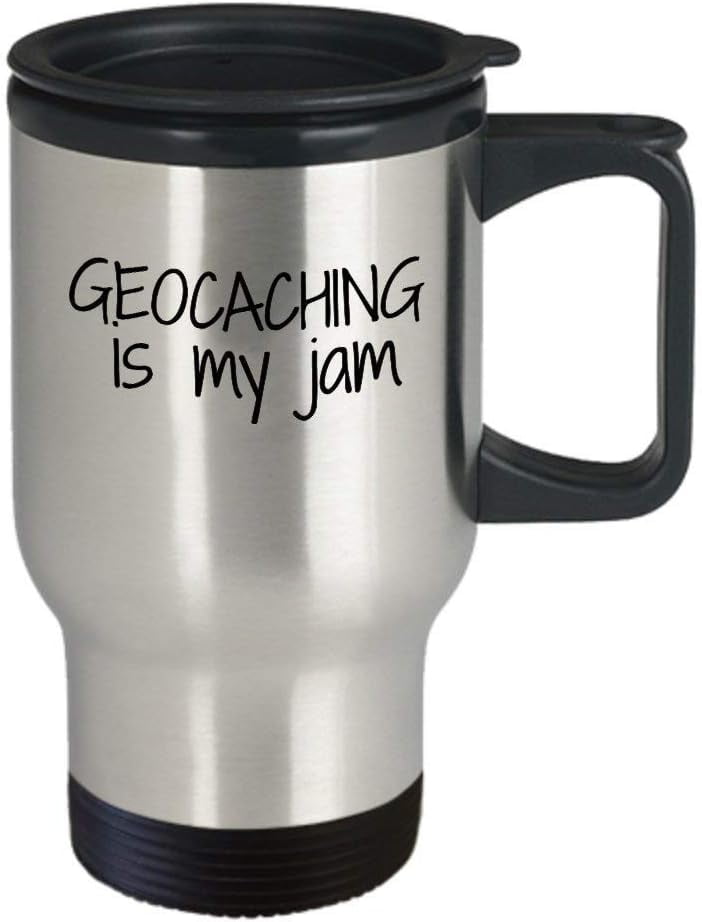 Mom and Dad Geocaching Travel,Geocaching is My Jam,Insulated Stainless Steel Funny Mom Coffee Mug Gift 14 oz