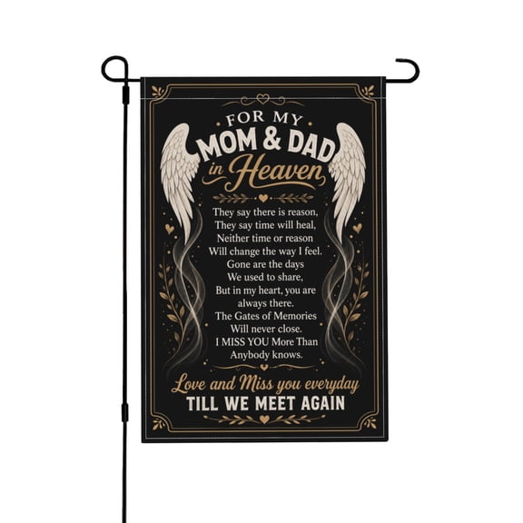Mom and Dad Memorial Garden Flag for Outdoor Grave Cemetery Yard Decorations 12x18 in