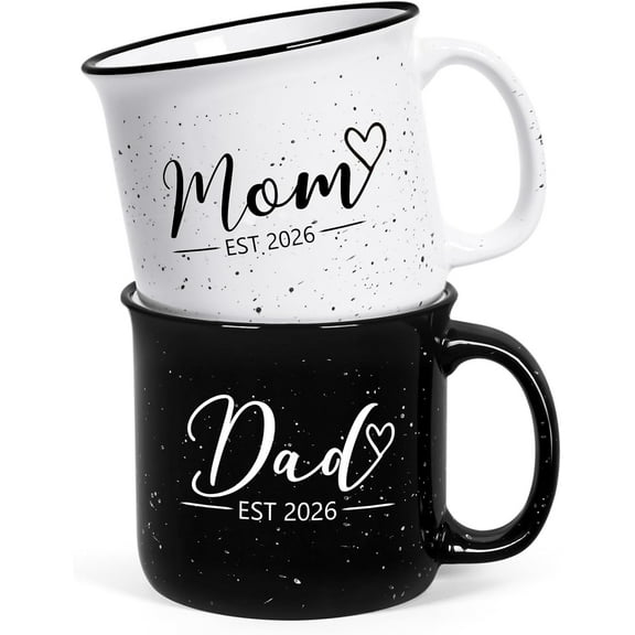 Mom and Dad Mugs, New Parents Gifts for Couples, New Mom and Dad Est 2026 Gifts for Expecting First Time Parents, 15 Oz