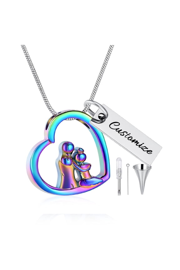 Mom Heart Pendent for Ashes and Chain Cremation Jewelry for Ashes Urn Necklace Lockets for Human Ashes Pet Ashes Holder