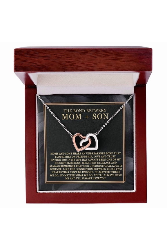 Mom and Son Bond Necklace Interlocking Hearts Neckalce Luxury Box