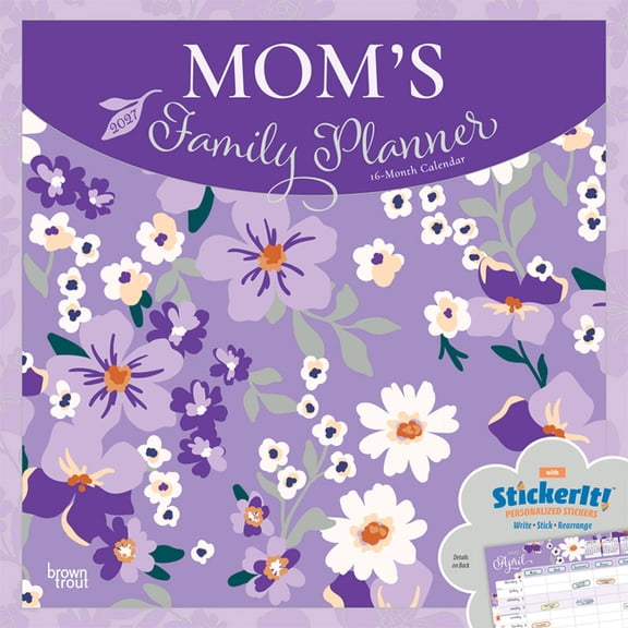 Mom's Family Planner 2027 12 X 24 Inch (Hanging) Monthly Square Wall Calendar Matte Paper and Sticker Sheet Plastic-Free, (Paperback)