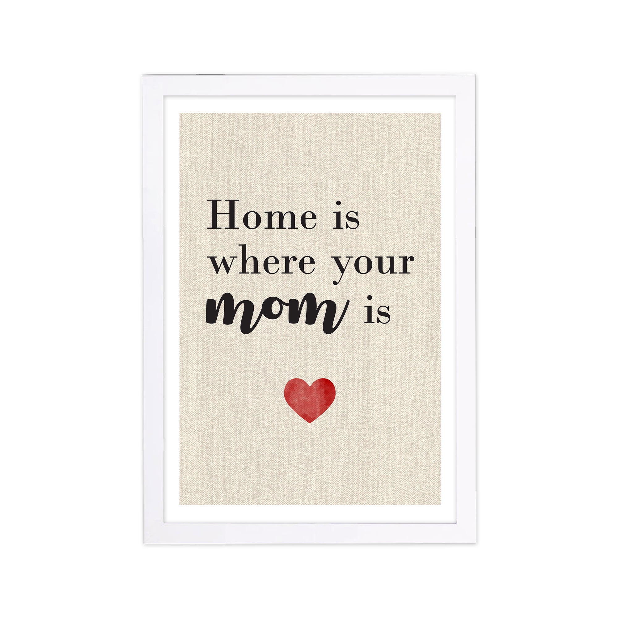 Mom is Family Quotes and Sayings 13" x 1.00" Framed Painting Art Print, by Wynwood Studio