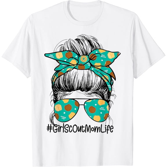 Mom life Messy Bun Scout For Girls Cookie T-Shirt