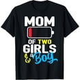 thumbnail image 1 of Mom of 2 Girl and 1 Boy Gift For Mothers Birthday Women T-ShirtMen and women, Black T-shirt, size: Extra large, 1 of 4