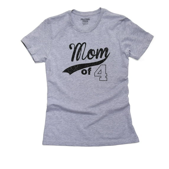 Mom of 4 - Sports Themed Cool Graphic Women's Cotton Grey T-Shirt