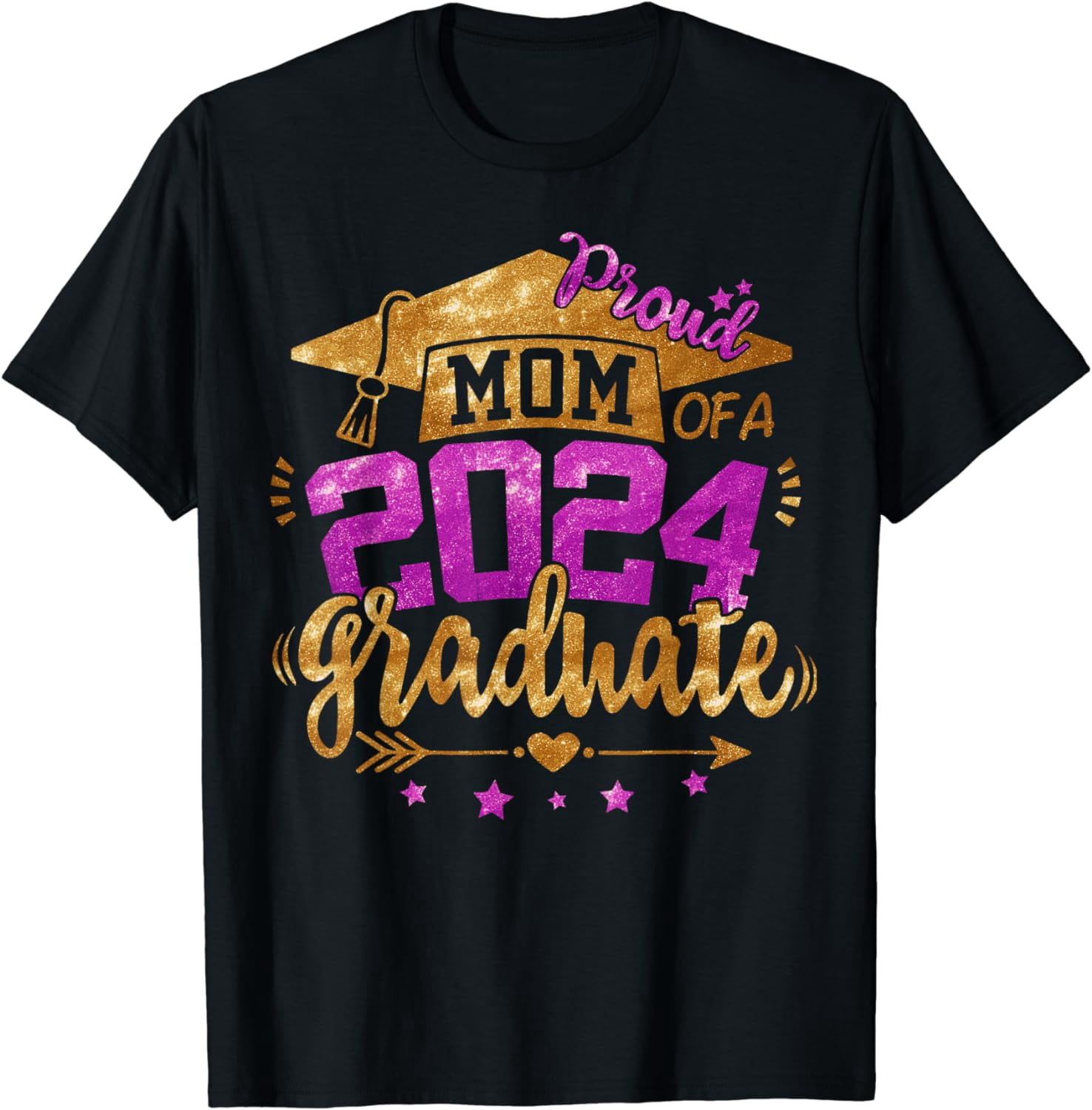 Mom of A 2024 Graduate Proud Mother Mama Senior 24 College Cotton T ...