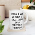thumbnail image 1 of Mom of Boys Gift 11oz Mug Being like living in a perpetual tornado, 1 of 5