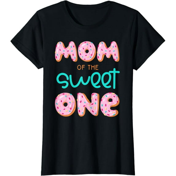 Mom of Sweet One 1st First Birthday Matching Family Donut T-Shirt Black 2X-Large