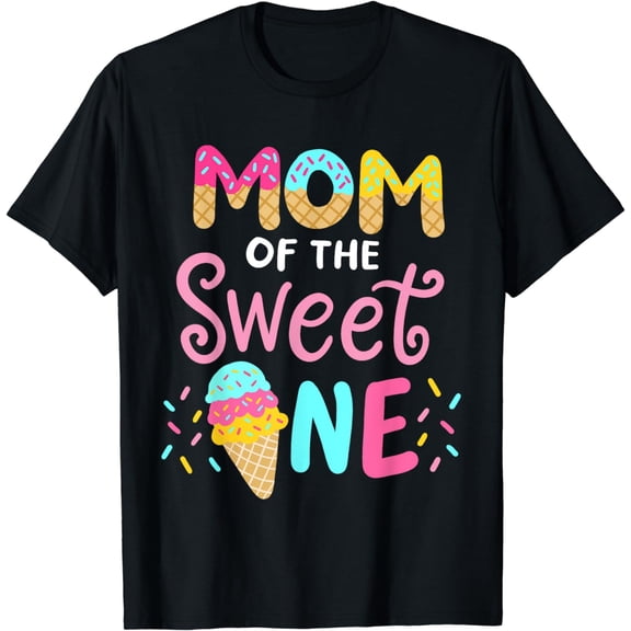 Mom of Sweet One Birthday Matching Family Ice Cream T-Shirt