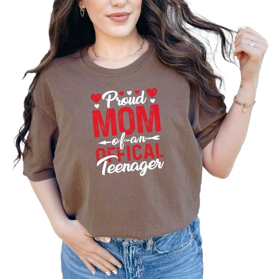 Mom of a Teenager, Heart Design for Mother's Day, Espresso Comfort Colors T-Shirt, Medium