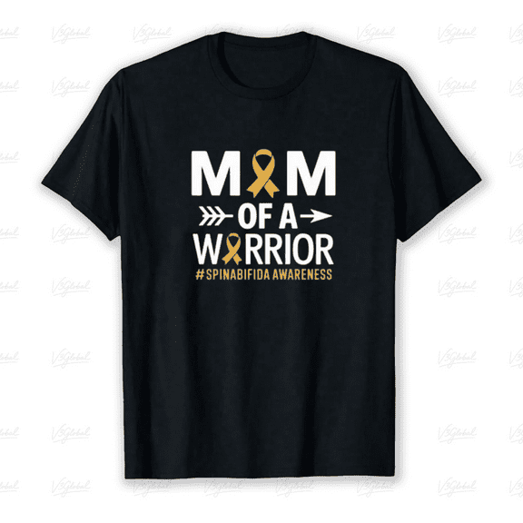 Mom of a Warrior Spina Bifida Awareness Month Yellow Ribbon Gift Unisex T-Shirt, up to size 5XL