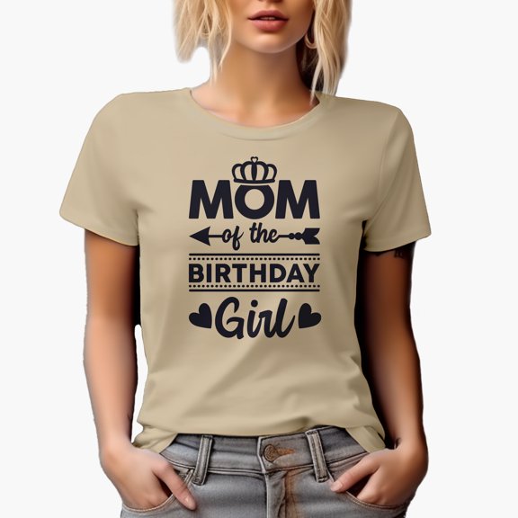 Mom of the Birthday Girl, Tan T-Shirt, Large