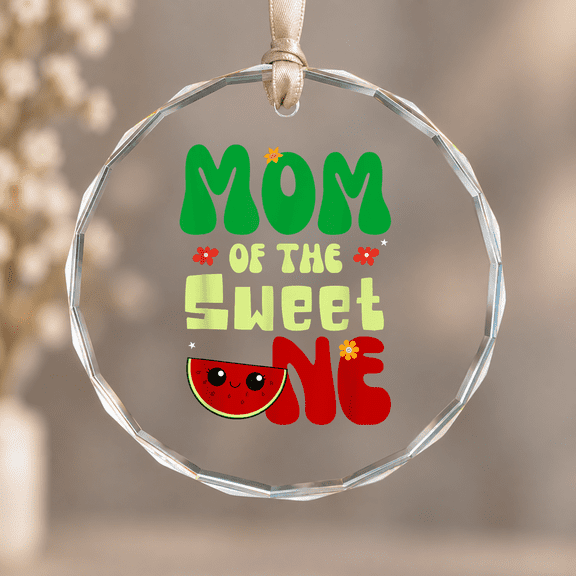 Mom of the Sweet One Watermelon Fruit Summer Mother's Day Christmas Ornament, Family Memory Decor, Circle Glass Ornament