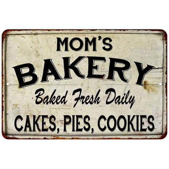 Mom's Bakery Vintage Look Chic Distressed 8 x 12 Matte Finish Metal 108120020088