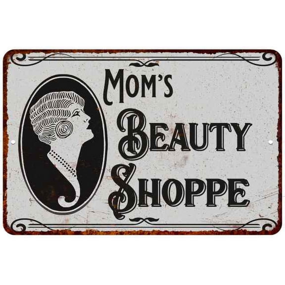 Mom's Beauty Shoppe Chic Sign Vintage Decor 8x12 Metal Sign 108120021002