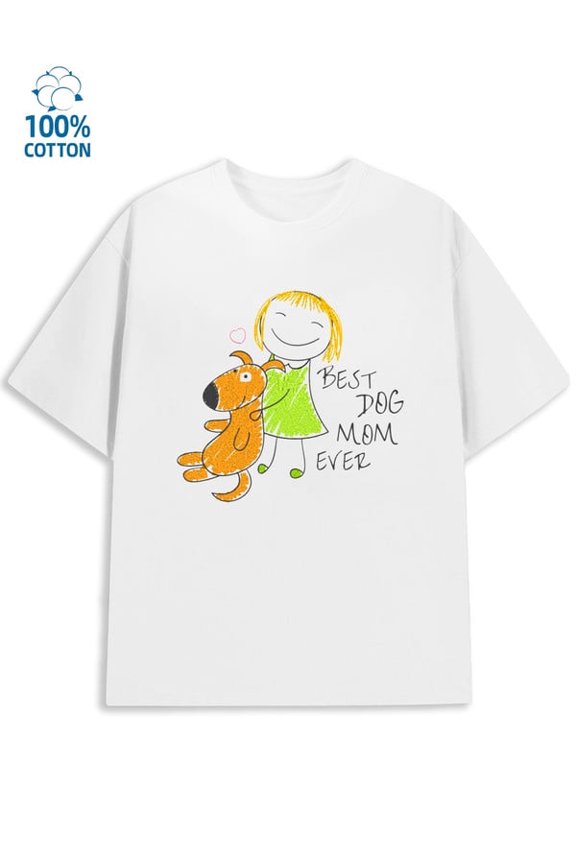 Mom's Best Dog men animal 180G Cotton white sharks jungle Basic Unisex Shirt Cotton tshirts Fashion Unisex Shirt Graphic Tee tshirts Trendy Unisex Shirt Graphi