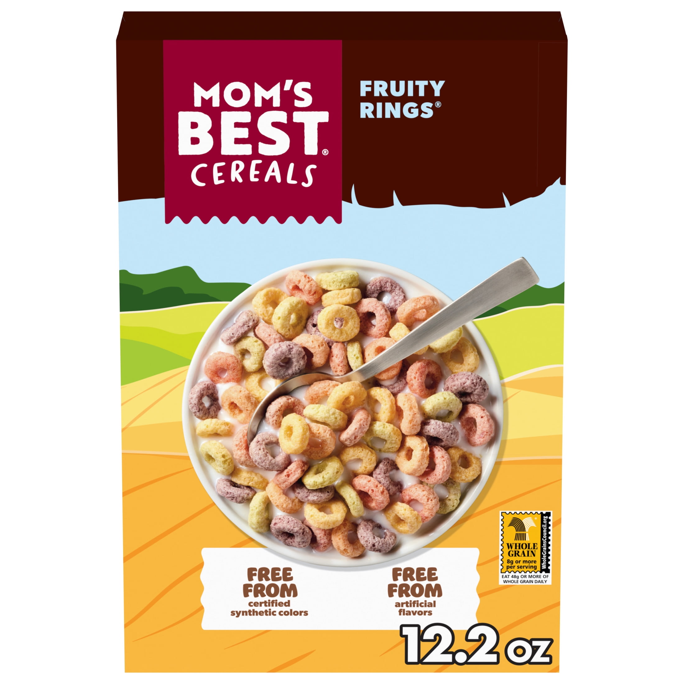 Mom's Best Fruity Rings Cereal, No Artificial Flavors, No Synthetic Colors, Crunchy, 12.2 oz Box