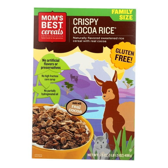 Mom's Best, Rice Cereals, Kosher, Crispy Cocoa Rice, 17.5 Oz, 14 Ct