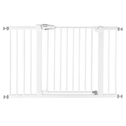 Mom's Choice Award Winner-BABELIO 29.5-48'' Extra Wide Metal Baby/Pet Gate for Stairs, with Y Spindle Rods, White