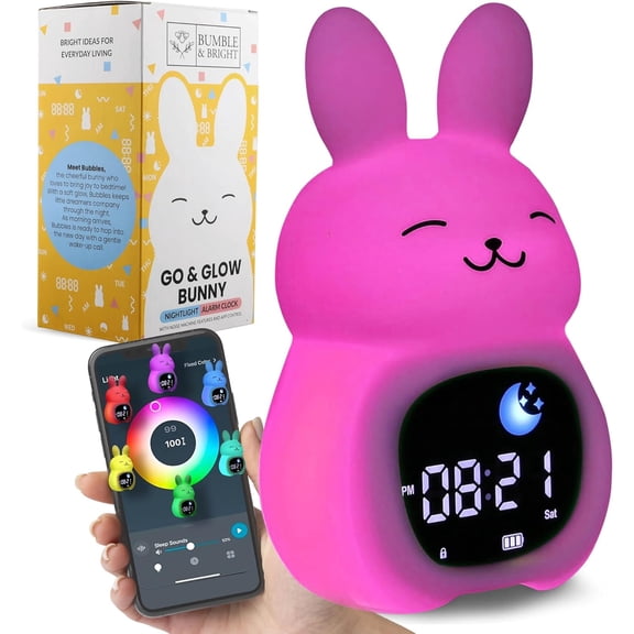 Moms Choice Awards Kids Sleep Trainer with App Control, OK to Wake Clock 4+, Color Night Light, Alarm & Sound Machine, Easy Setup, Free App, USB-C