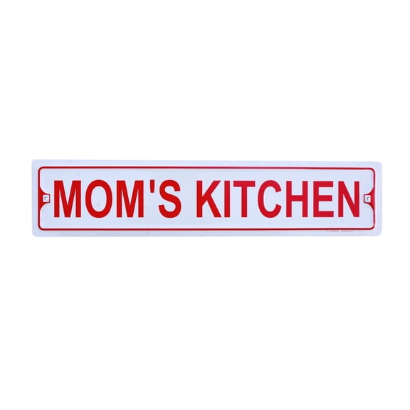Mom's Kitchen Home Cooking Red Lettering Metal Sign Country Plaque Farmhouse Wall Art Rustic Family Decor
