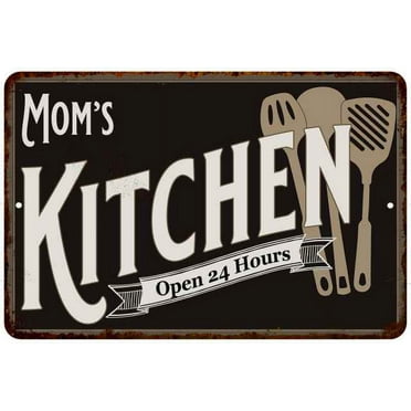 Mom's Kitchen Sign Metal Wall 8 x 12 High Gloss Metal 208120019002