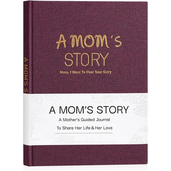 Mom's Life Story Journal Family Keepsake Book Linen Hardcover for Mom to Share Her Memories, with 250+ Prompt Questions Book Gift for Birthday Mother's Day Christmas (Purple)