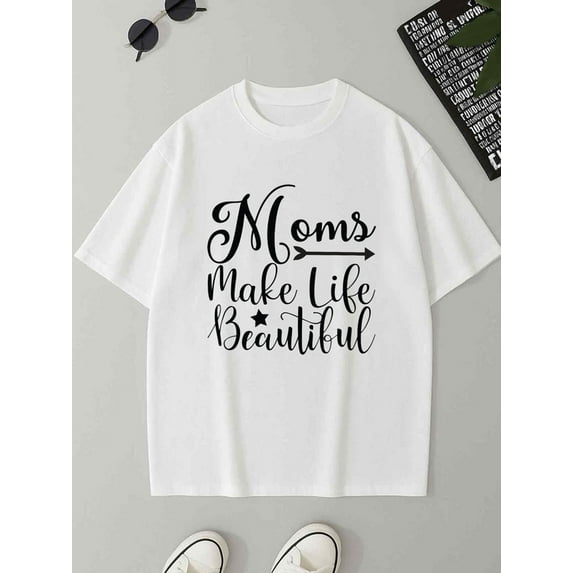 Mom's Life Tee mens 180G 100% Cotton white Original Unisex Shirt Short Sleeve tshirts Trendy Unisex Shirt Short Sleeve tshirts Classic Unisex Shirt Cotton tshirts Vintage Unisex Shirt Printed tshirts