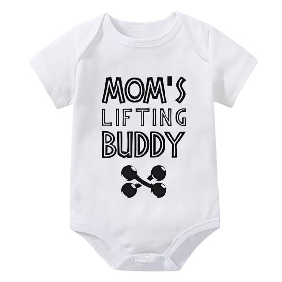 Mom's Lifting Buddy Newborn Girls Outfit Short Sleeve Coming Home Outfit Boy White Baby Girl Romper Newborn