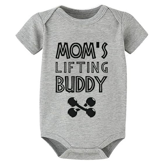 Mom's Lifting Buddy Onesis Girl Short Sleeve Neutral Baby Girl Outfit White Baby Onsies0-3 Months Girl