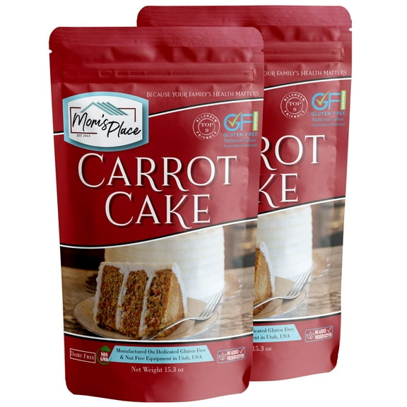 Mom's Place Gluten-Free Carrot Cake Mix (2-Pack), Dessert Baking, Dairy Free, Nut Free, Soy Free, Non-GMO