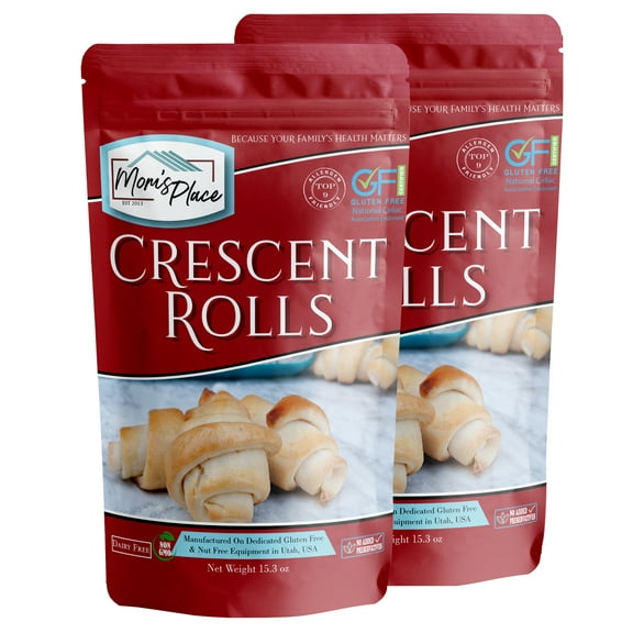 Mom's Place Gluten-Free Crescent Roll Mix (2-Pack) - Soft & Fluffy Rolls, Dairy Free, Nut Free, Soy Free, Non-GMO, 24 servings