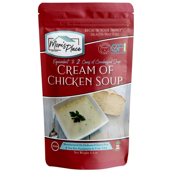Mom's Place Gluten-Free & Dairy Free Cream of Chicken Soup Mix, Equal to 2 Cans of Condensed Soup Vegan, Nut Free & Soy Free, 2.4 oz