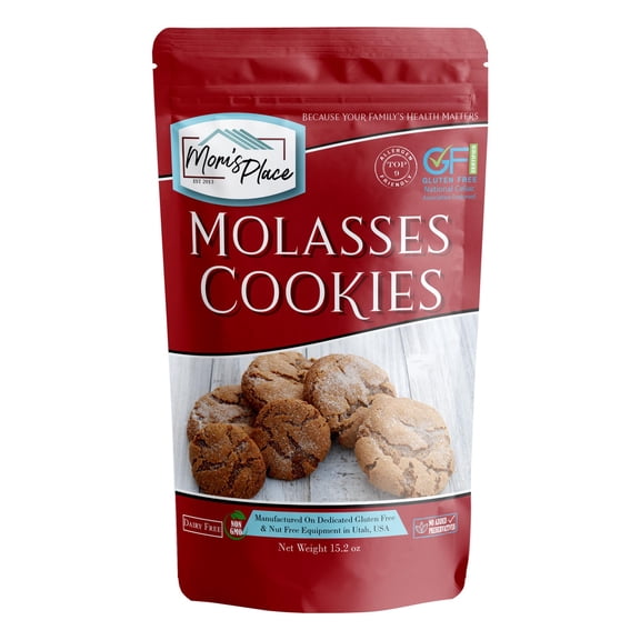 Moms Place Gluten-Free Molasses GGA1 Cookie Mix, Dessert Baking, Easy to Make, 22 Servings, Nut Free, Dairy Free, Soy Free, 15.2 oz