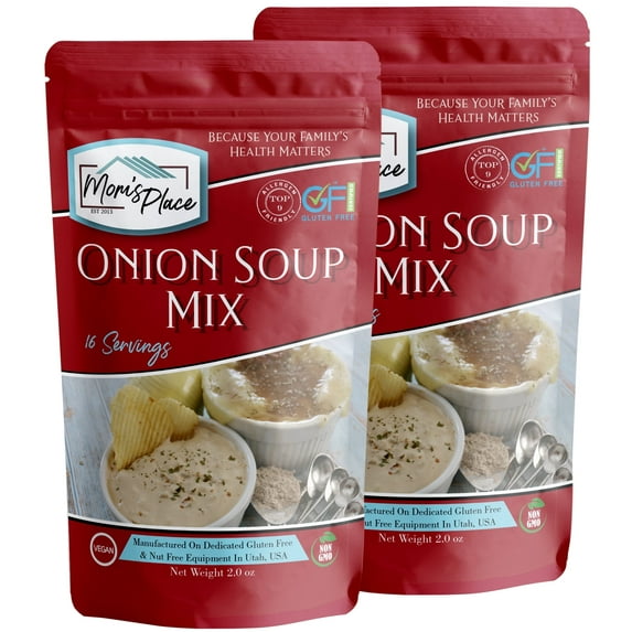 Mom’s Place Gluten-Free Onion Soup Mix (2-Pack) or Chip Dip, Nut Free, Soy Free, Vegan, Dairy Free , 16 servings, 2.0 oz