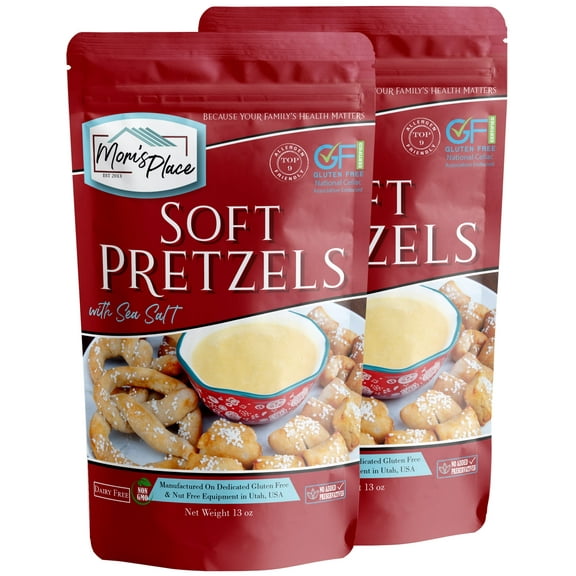Mom's Place Gluten-Free Soft Pretzels with Sea Salt Mix (2-Pack), Non-GMO, Nut Free, Dairy Free, Soy Free, 24 servings