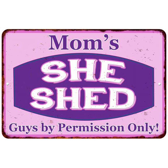 Mom's Purple & Pink SHE SHED Vintage Sign 8x12 Woman Wall Decor 208120040002