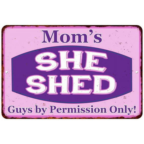 Mom's Purple & Pink SHE SHED Vintage Sign 8x12 Woman Wall Decor 208120040002