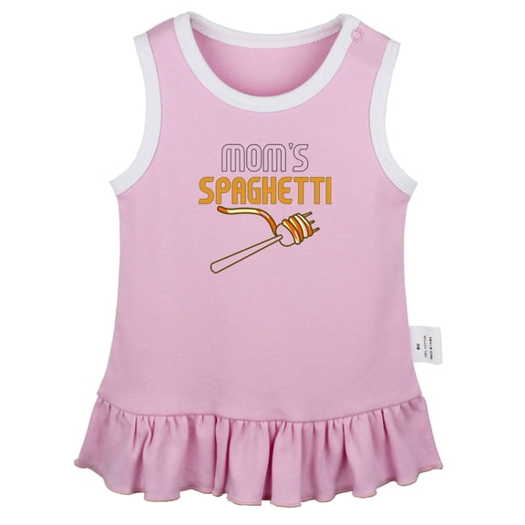 Mom's Spaghetti Funny Dresses For Baby, Newborn Babies Skirts, Infant Princess Dress, 0-24M Kids Graphic Clothes (Pink Sleeveless Dresses, 0-6 Months)
